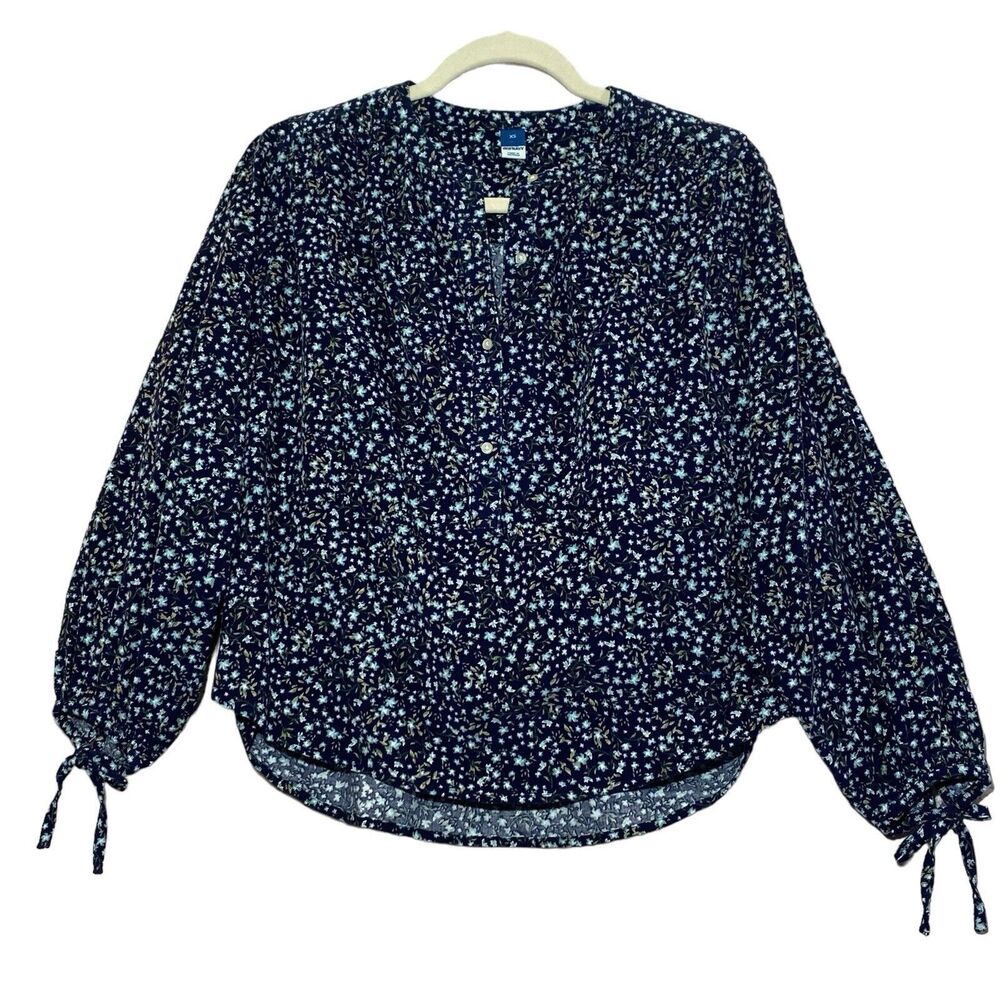 OLD NAVY 100% Cotton Navy Women's Top Blouse - Size XS Oversize/Runs Big